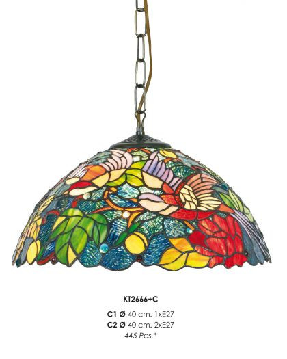 PENDUL DEOSEBIT TIFFANY, COD KT2666+C, DIN METAL SI STICLA