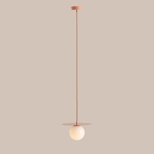PENDUL LOOP S, 200 CM, CORAL, DIN STICLA SI METAL, STIL MODERN