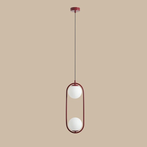 PENDUL RIVA 2, 200 CM, ROSU, DIN STICLA SI METAL, STIL MODERN