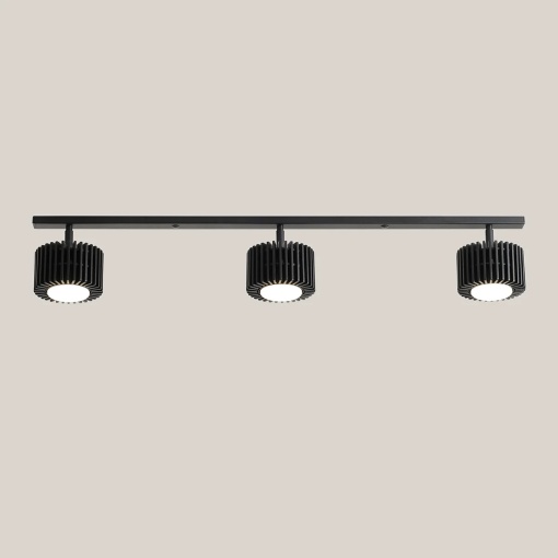 PLAFONIERA TULL, 3 BRATE, 14 CM, NEAGRA, DIN LEMN SI METAL, STIL MODERN