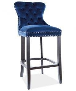 SCAUN DE BAR AUGUST H-1, ALBASTRU/NEGRU, DIN LEMN SI CATIFEA, STIL MODERN, SIGNAL