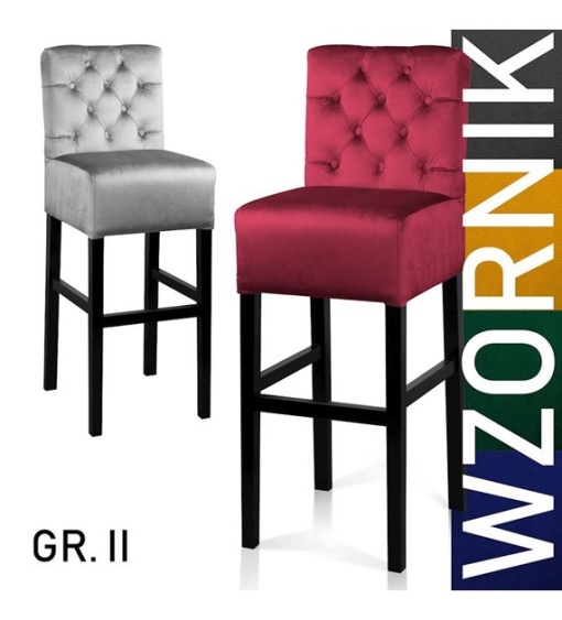 SCAUN DE BAR DEOSEBIT DE ELEGANT CHESTERFIELD GRI SAU ROSU CU PICIOARE NEGRE STIL MODERN BAROC