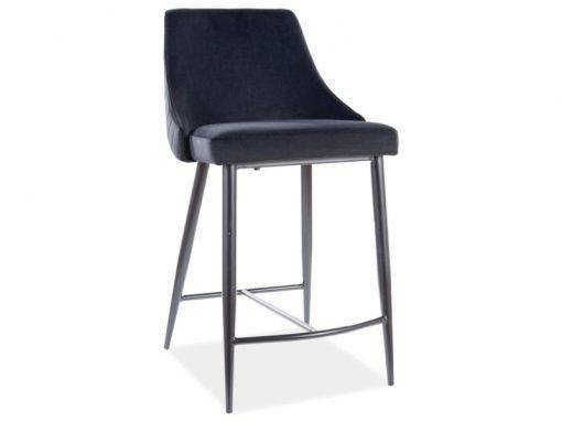 SCAUN DE BAR PIANO B H-2, NEGRU BLUVEL 19/NEGRU MAT, TAPITERIE DIN CATIFEA SI PICIOARE DIN METAL, STIL MODERN