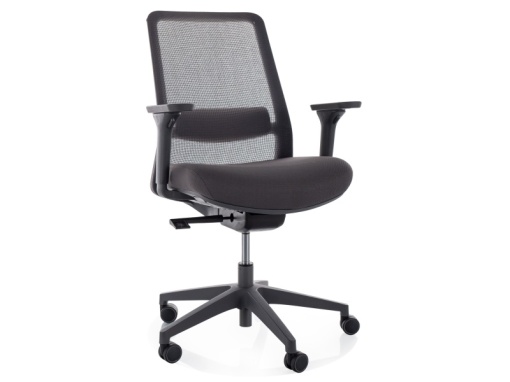 SCAUN DE BIROU, Q-718 NEGRU, FUNCTIE MULTIBLOCK, CU TAPITERIE DIN TEXTIL SI PLASA SI PICIOR DIN METAL, STIL MODERN