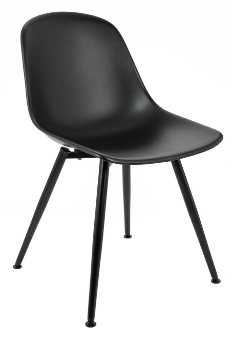 SCAUN DINING RESOL NEGRU, CU SEZUT DIN POLIPROPILENA SI PICIOARE DIN METAL, STIL MODERN