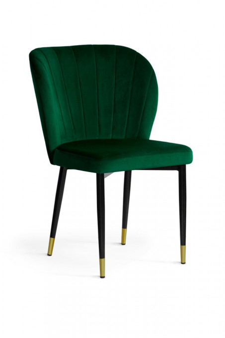 SCAUN DINING SHELLY VERDE/NEGRU/AURIU - DESIGN MODERN