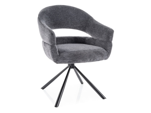 SCAUN PIVOTANT BORGO RAVEN GRI INCHIS 18/NEGRU MAT, TAPITERIE DIN STOFA SI PICIOARE DIN METAL, STIL MODERN