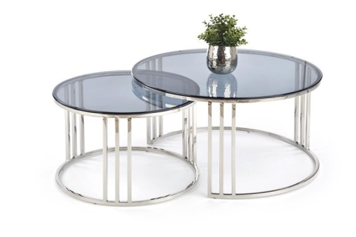 SET 2 MASUTE DE CAFEA MERCURY, TRANSPARENT/CROM, DIN STICLA SI METAL,STIL MODERN HALMAR