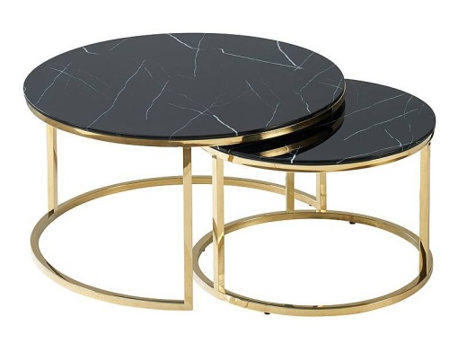 SET 2 MASUTE DE CAFEA MUSE, 60/80 CM, EFECT DE MARMURA NEAGRA/AURIU, BLAT DIN STICLA SECURIZATA SI CADRU DIN METAL, STIL MODERN