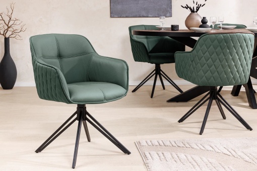 SET 2 SCAUNE ROTATIVE 180 GRADE, EUPHORIA, DIN PIELE VERDE SI METAL, ARTIM GROUP SELECTION