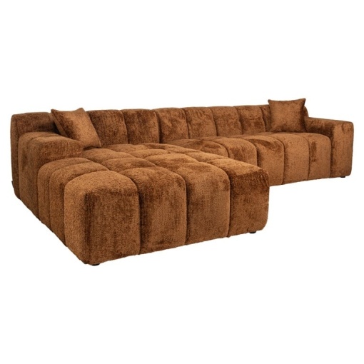 SOFA CUBE CU 3 LOCURI SI CANAPEA STANGA BE LOVELY 603 CINNAMON, S5136, CONFECTIONATA DIN LEMN DE FAG, SPUMA, 100% POLIESTER, RICHMOND INTERIOR