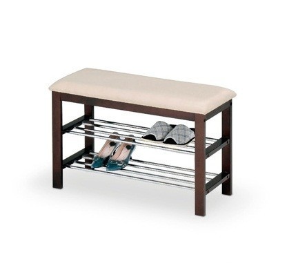 TABURET/SUPORT PENTRU PANTOFI ST3 WENGE/CROM HALMAR