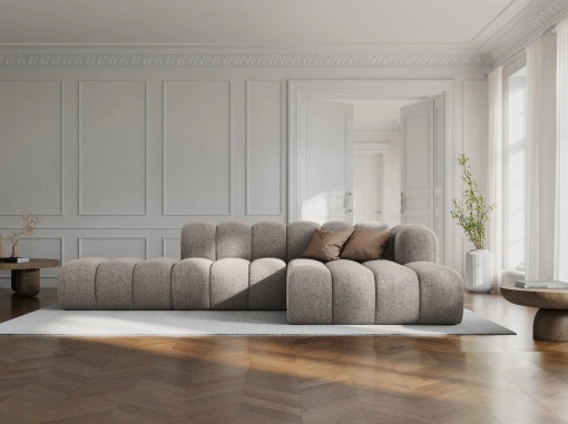 COLTAR MODULAR LUPIN, DREAPTA, 5 LOCURI, 294 CM, BEJ 30, TAPITERIE CHENILLE, DESIGN DEOSEBIT