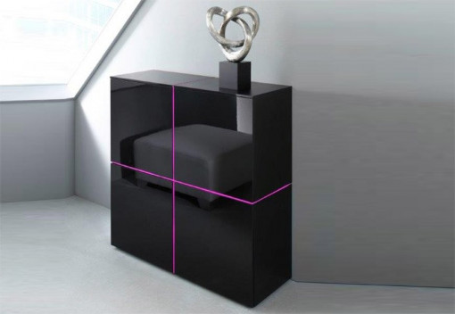 COMODA NEAGRA CU LED SI TELECOMANDA CUBE 02 - DESIGN MODERN