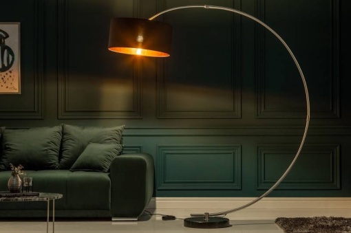 LAMPADAR PYTHON 190CM DIN METAL SI TEXTIL, NEGRU/AURIU, COD 5758