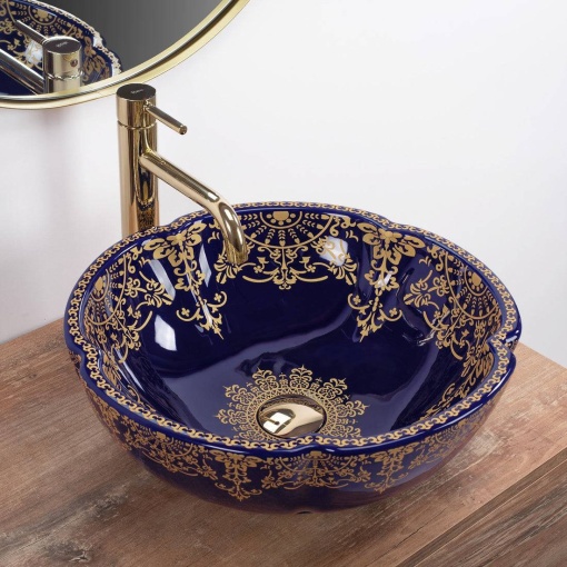 LAVOAR REA MARINA, 42,5 CM, ALBASTRU/AURIU, DIN CERAMICA, CALITATE SUPERIOARA