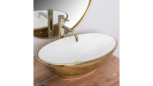 LAVOAR REA PAMELA, 53 CM, ALB/AURIU, DIN CERAMICA, CALITATE SUPERIOARA