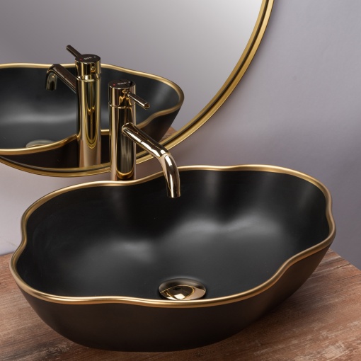 LAVOAR REA PEARL, AURIU/NEGRU MAT, 51,5 CM, DIN CERAMICA, CALITATE SUPERIOARA