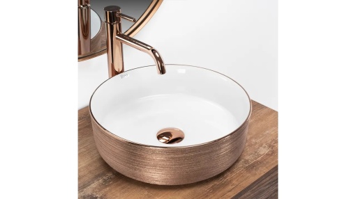 LAVOAR REA SAMI, 36 CM, ALB/AURIU ROSE PERIAT, DIN CERAMICA, CALITATE SUPERIOARA