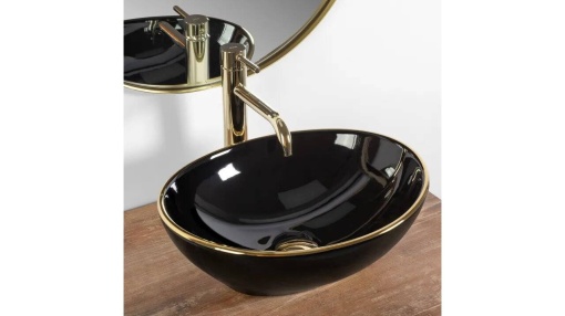 LAVOAR REA SOFIA, NEGRU/AURIU, 41 CM, DIN CERAMICA, CALITATE SUPERIOARA
