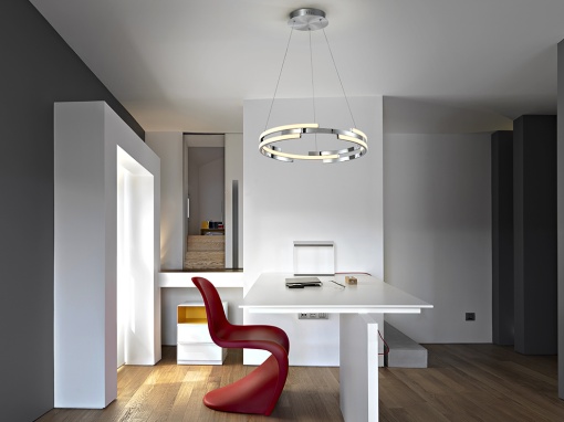 LUSTRA/PLAFONIERA CICLOS, 60 CM, CROM/OPAL, DIN METAL, ALUMINIU SI SILICON, STIL MODERN