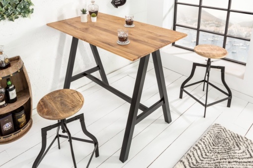 MASA DE BAR, CASTEL 120CM, DIN METAL SI BLAT DIN LEMN DE STEJAR, COD 39722