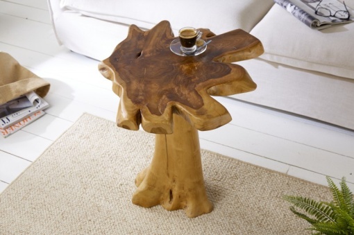 MASUTA DE CAFEA 60CM, ROOT, DIN LEMN DE TEC, DESIGN RUSTIC