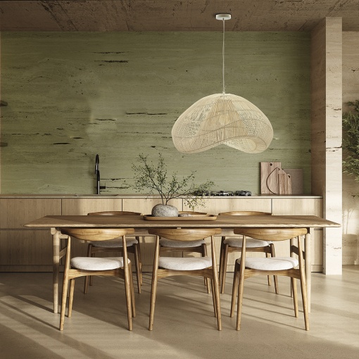 PENDUL SABAH, 80 CM, ALB/NATURAL, DIN METAL SI RATAN, STIL MODERN