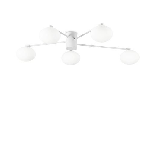 PLAFONIERA HERMES PL5 D90, ALB, DIN METAL, STIL MODERN