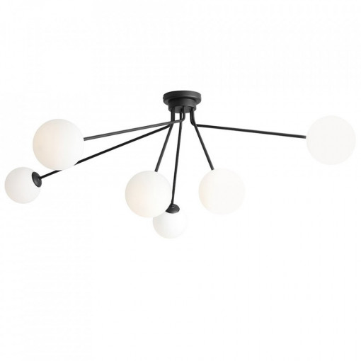 PLAFONIERA HOLM, 6 BRATE, 48 CM, NEAGRA, DIN STICLA SI METAL, STIL MODERN