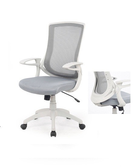 SCAUN DE BIROU IGOR, GRI/GRI DESCHIS, TAPITERIE DIN STOFA/PLASA SI PICIOARE DIN METAL, STIL MODERN