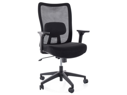 SCAUN DE BIROU, Q-724 NEGRU, FUNCTIE MULTIBLOCK, CU TAPITERIE DIN TEXTIL SI PLASA SI PICIOR DIN METAL, STIL MODERN