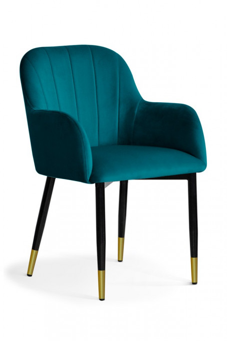 SCAUN DINING TULIP TURCOAZ/NEGRU/AURIU - DESIGN MODERN