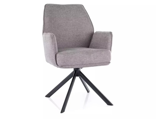 SCAUN PIVOTANT HUGO, GRI 07/NEGRU MAT, TAPITERIE DIN STOFA BREGO SI PICIOARE DIN METAL, STIL MODERN