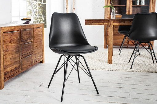 SET 4 SCAUNE NEGRE SCANDINAVIA RETRO 36192 - DESIGN SCANDINAV