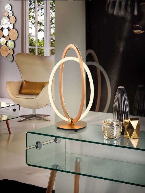 VEIOZA OCELLIS, 41 CM, AURIU ROSE/OPAL, DIN METAL, ALUMINIU SI SILICON, STIL MODERN