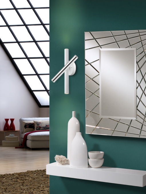 APLICA VARAS, 33 CM, ALB MAT/CROM/OPAL, DIN METAL SI ACRIL, STIL MODERN
