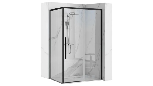 CABINA DE DUS REA SOLAR, CULISANTA, 80x100CM, NEGRU MAT, DIN STICLA, CALITATE SUPERIOARA