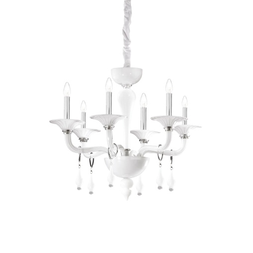 CANDELABRU MIRAMARE SP6, ALB, DIN STICLA, STIL MODERN