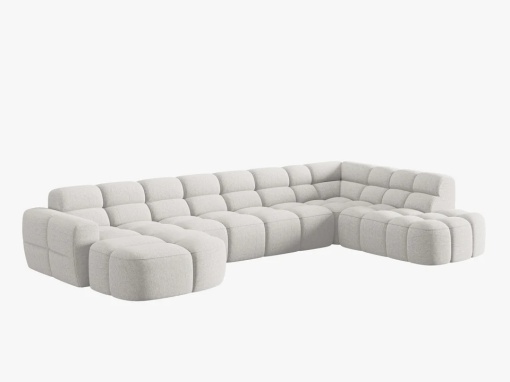 COLTAR LISA, DREAPTA, 7 LOCURI, 387 CM, GRI DESCHIS 01, TAPITERIE DIN STOFA, DESIGN DEOSEBIT