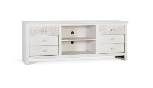 COMODA TV, ARTIM 1822, DIN LEMN DE MANGO, ALB ANTICHIZAT, ARTIM GROUP SELECTION