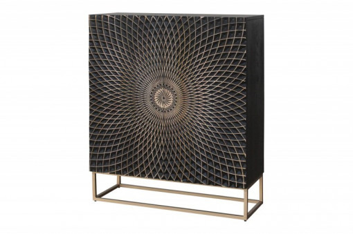DULAP LIVING, ILLUSION 120CM, LEMN DE MANGO, NEGRU/AURIU, MODEL 2024