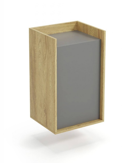 DULAP MODULAR MOBIUS 1D, GRI/NATUR, 83 CM, DIN PAL MELAMINAT, STIL MODERN