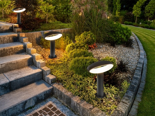 LAMPADAR EXTERIOR VILO, 30 CM, GRI INCHIS/OPAL, DIN ALUMINIU SI ACRIL, STIL MODERN