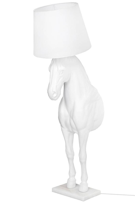 LAMPADAR KON HORSE STAND M, ALB, DIN FIBRA DE STICLA, MARMURA SI TEXTIL, STIL MODERN