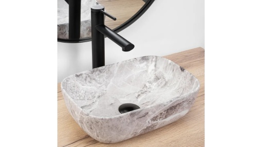 LAVOAR REA BELINDA MINI, STONE, 37 CM, EFECT DE PIATRA GRI MAT, DIN CERAMICA, CALITATE SUPERIOARA