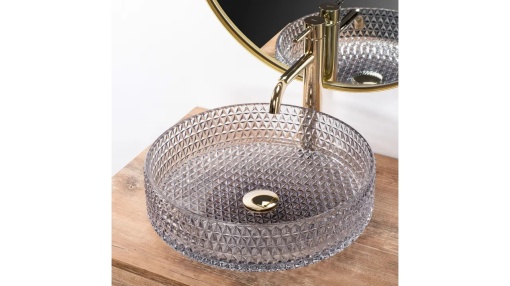 LAVOAR REA CRISTAL, GRI, 40 CM, DIN STICLA, CALITATE SUPERIOARA