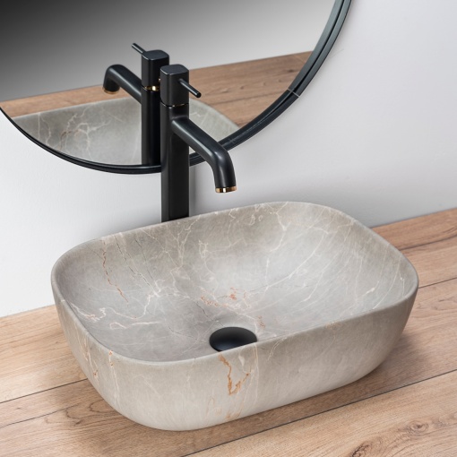 LAVOAR REA LIVIA, EFECT DE PIATRA BEJ, 46,5 CM, DIN CERAMICA, CALITATE SUPERIOARA