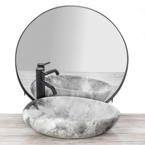 LAVOAR REA ROXY C, STONE LIGHT GREY, EFECT DE PIATRA GRI DESCHIS, 49CM, DIN CERAMICA, CALITATE SUPERIOARA