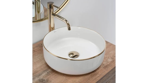 LAVOAR REA SAMI EDGE, 36 CM, ALB/AURIU, DIN CERAMICA, CALITATE SUPERIOARA